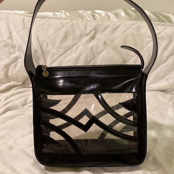 AUTHENTIC Salvatore Ferragamo Handbag - Clear, Black, Tote - Picture 1 of 6